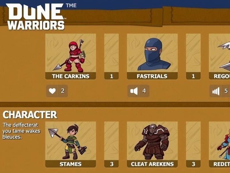Dune Warriors Character Customization Screen Dune Warriors Character Selection